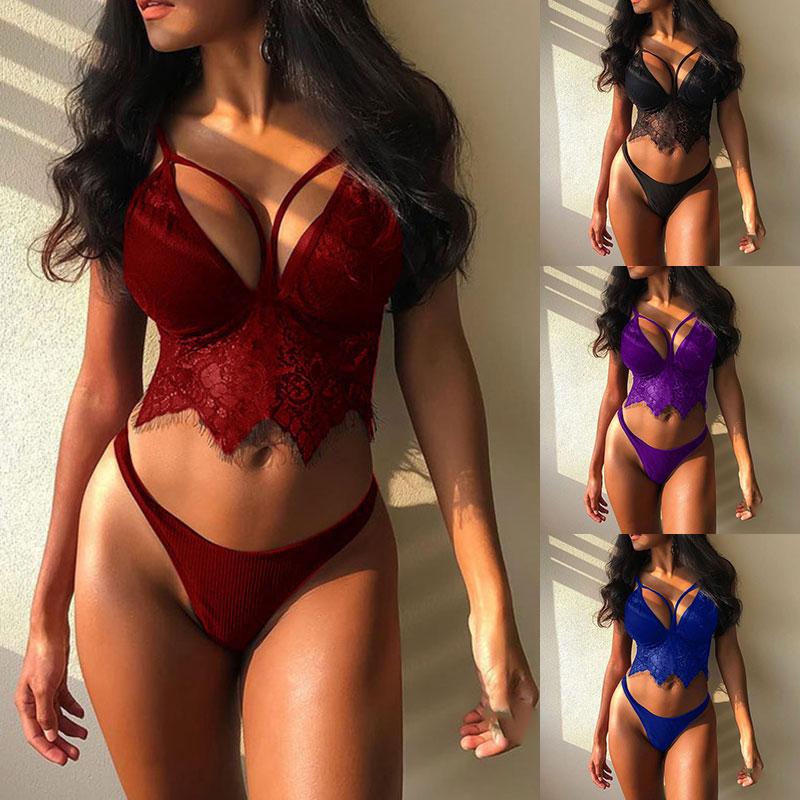 

Women Ultra Thin Lace Underwear Sexy Women Hot Fashion Triangle Cup Sexy Pure Color Bra Set Ladies New Triangle Cup Bra Set, Multi
