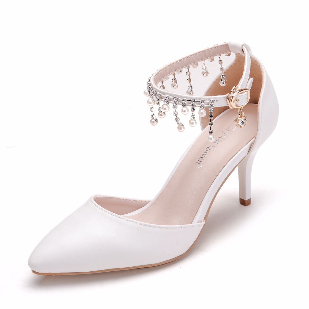 

white New wedding high-heeled women's will see ladies sweet sandals with frizzy thin heels b0038 shoes D6EO, Women summer sandals.