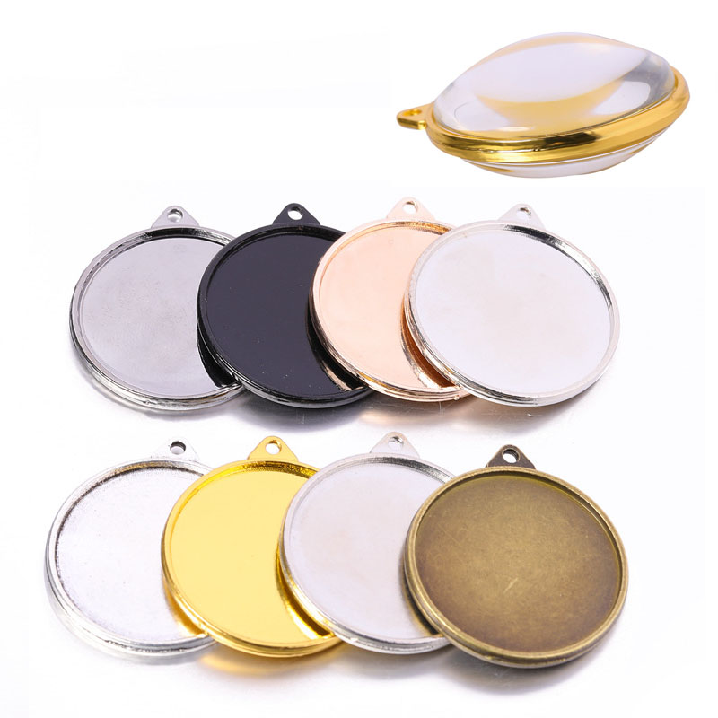

30mm Double-sided Round Blank Sublimation Pendant DIY Photos Jewelry Pendant Tray Pendant Keychain Accessory With 2 Glass Discs XD24206