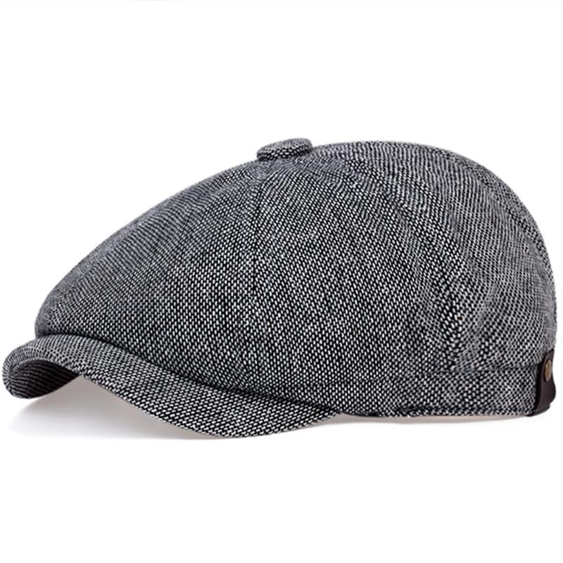 

new Unisex Autumn Winter Newsboy Caps Men And Women Warm Tweed Octagonal Hat For Male Detective Hats Retro Flat Caps, Black