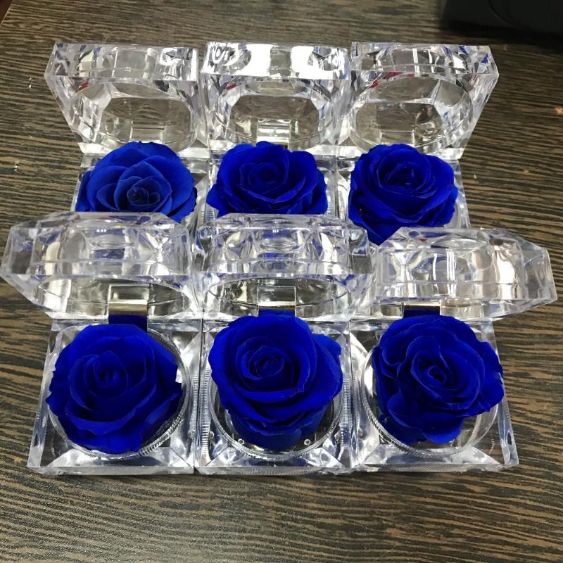 

D-3.5cm,wholesale,5-year warranty flowers bloom eternal rose ring box Valentine's Day gift,dry flower