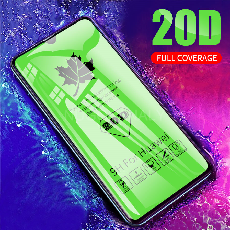 

20D Full Cover Glue Tempered Glass for Huawei P30 P20 Pro Honor 20 Lite 6.15 10i 10 9X 8X Nova 5T Curved Screen Protector Film