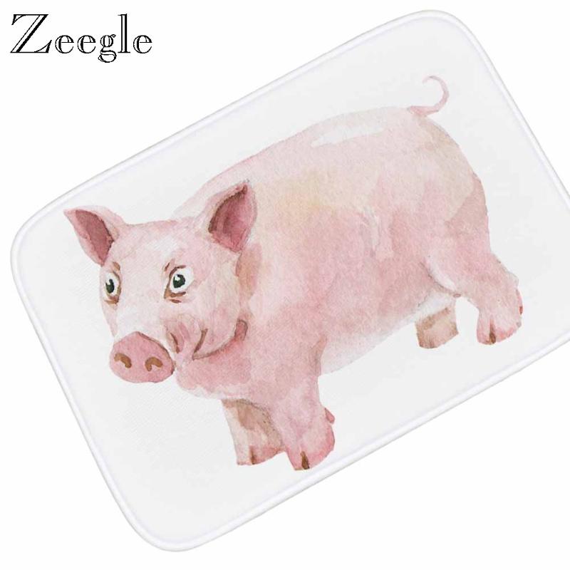 

Cushion/Decorative Pillow Zeegle Funny Doormat Printed Cute Pig Floor Mat Anti Slip Entrance Carpet Absorbent Foot Flannel Soft Hallway Rug, Yjz