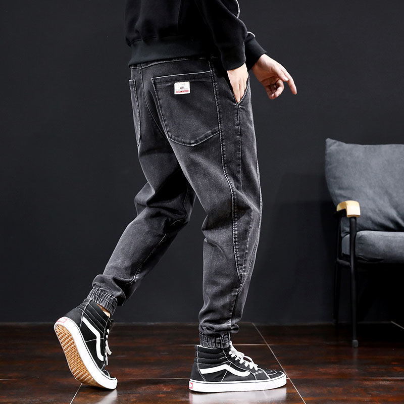 

2021 New Japanese Vintage Fashion Men Jeans Retro Black Gray Loose Fit Cargo Pants Wide Leg Trousers Streetwear Designer Hip Hop Joggers Xlx, Black gray 8808