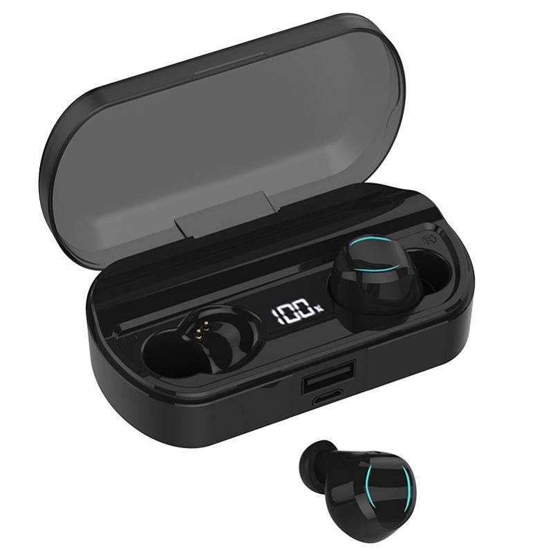 

T33 Wireless Earbuds Bluetooth 5.0 Headphones Deep Bass Stereo Earphones In-Ear Built-in Mic for Sports, Black