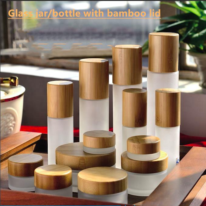 

Cosmetic oil frosted clear jar bamboo bottles with lotion spray cap sample skin care cream 30ml 50ml 100ml 120ml 150ml