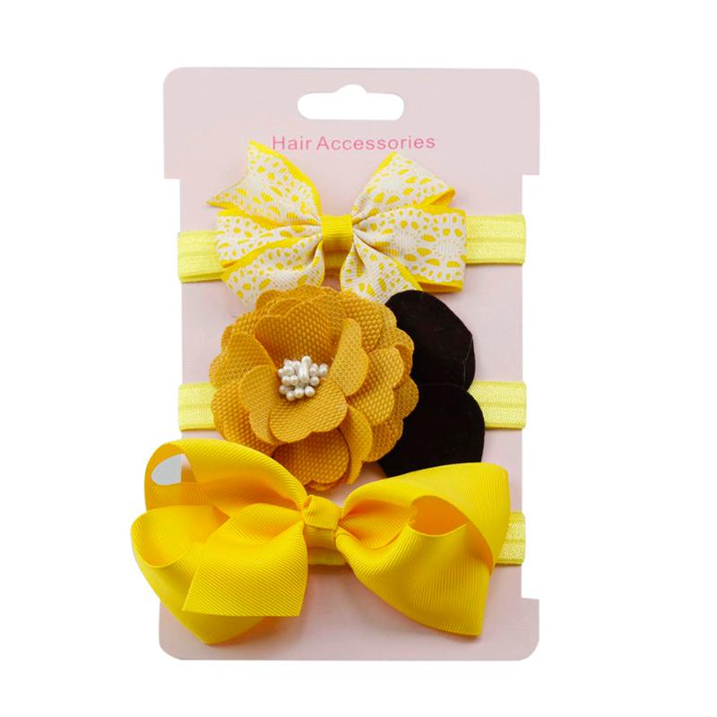 

girls hair accessories 3Pcs Kids Elastic Floral Headband Hair Girls baby Bowknot Elastic bands Headwear Hairband Set