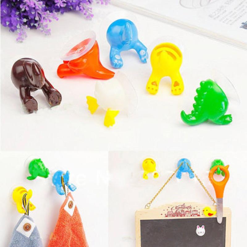 

2Pcs Cartoon Lovely Animal Tail Rubber Sucker Hook Key Towel Hanger Holder Hooks