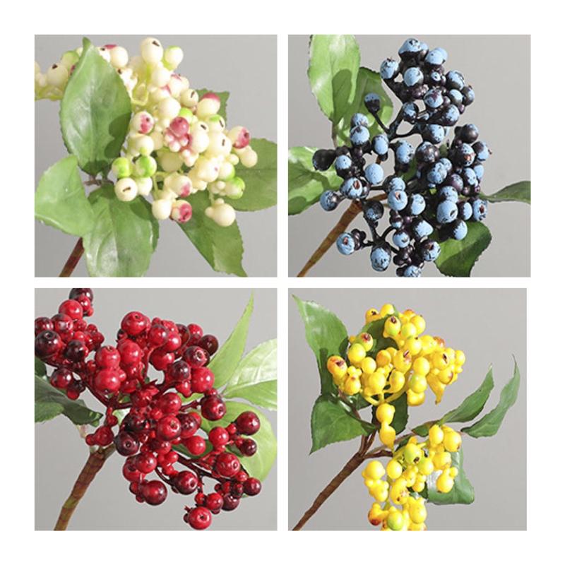 

30CM/4PCS Artificial Blueberry Branch, Artificial Bacca Plantas for Wedding Garland,Party Home Shop Decoration,diy Flower Branch, White
