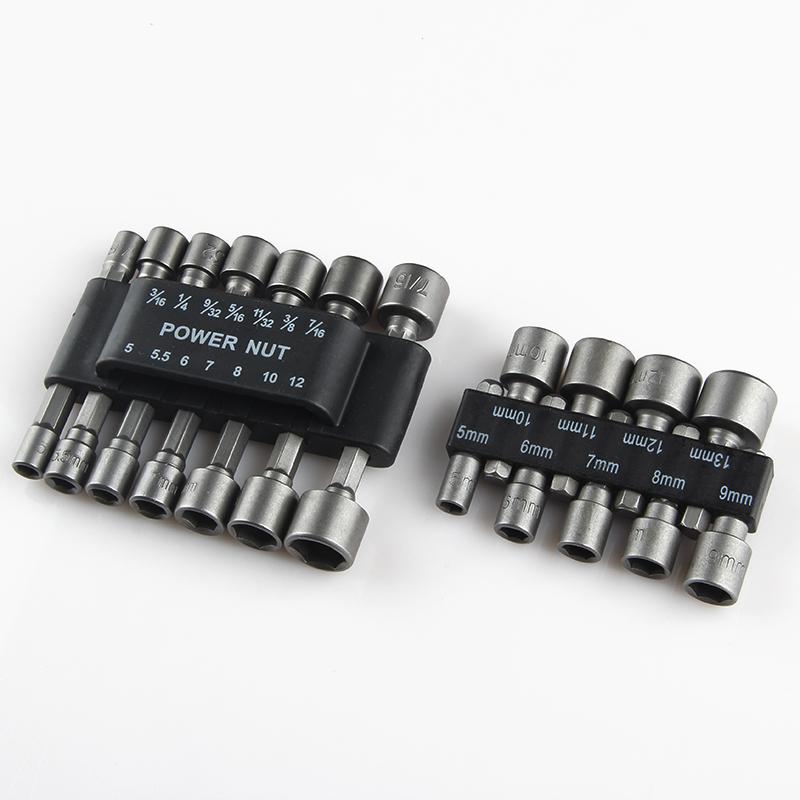 

9/14 Pcs/Set Magnetic Hex Socket Sleeve Wrench Set Hexagon Nut Driver Drill Bit for Electric Screwdriver Handle Tools