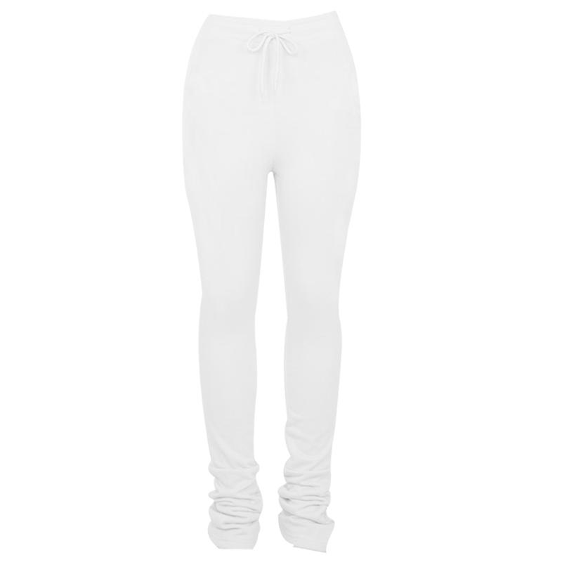 

Women High Waist Drawstring Stacked Sweatpants Solid Color Bottom Flare Pants 896E, Pk-s