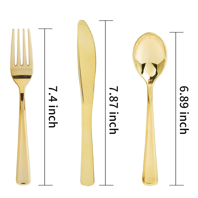 golden plastic tableware (6)