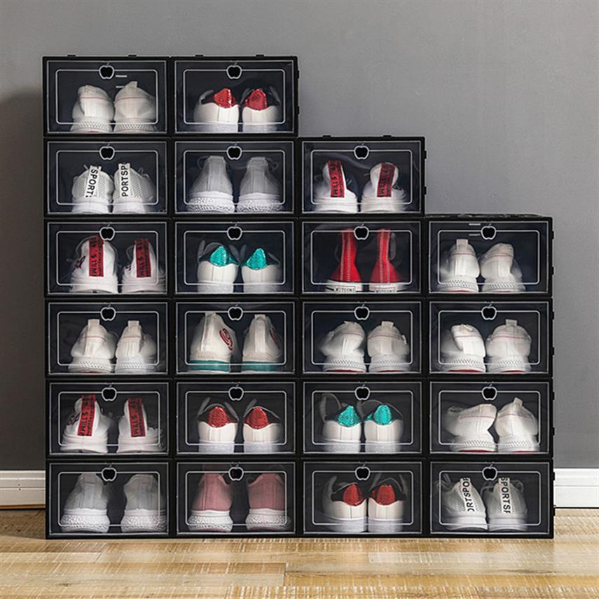 

Thicken Plastic Shoe Boxes Clear Dustproof Shoe Storage Box Transparent Flip Candy Color Stackable Shoes Organizer Boxes Wholesale, As the picture