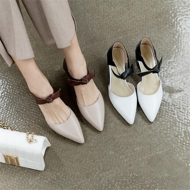 

2021 New Women's Shoes Genuine Leather Women's Pumps Pointed Toe Ankle Strap Pumps Shoes1