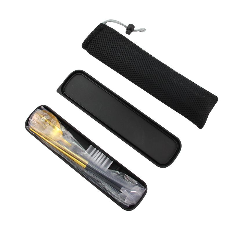 

Dinner Fork Spoon Stainlee Steel Cutlery Set Golden Black Metal Flat Dinnerware Set