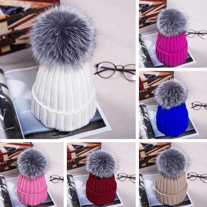 

Women Winter Plush Pom Pom Ball Knit Beanie Ski Cap Bobble Hat Warm Comfortable LXH