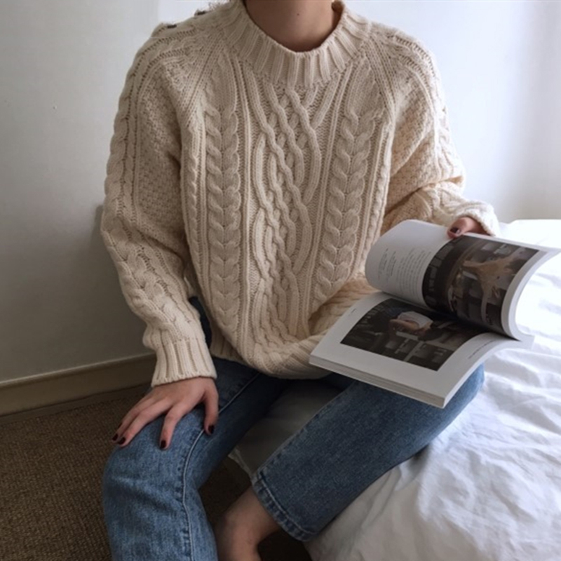 

2021 New Autumn Female Sweaters Hot Minimalist Solid Jumpers U1XI, Beige