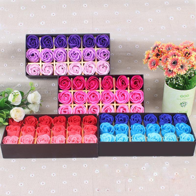 

18Pcs Scented Rose Flower Petal Bath Body Soap Rose Soap Flower Romantic Flavor Wedding Party Gift For Luxurious Bath#40, Rd