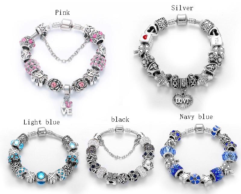 

New Panjia Style Fashion Atmosphere Love Pendant Bracelet DIY Creative Geometric Petal Beaded Bracelet