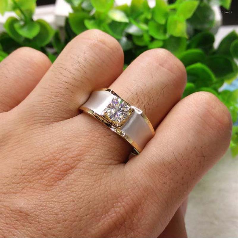 

2020 Fashion Double Color Round White Zircon Wedding Rings For Women Men Luxury Male Female Jewelry Engagement Party Lovers Gift1