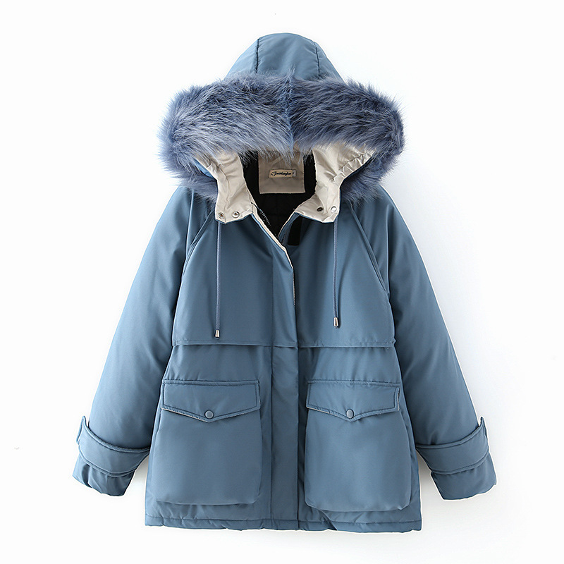 

Size 3xl Plus Parka Long 2020 Female Winter Coat and Outerwear Fur Collar of Fake Women's Coats Wttx, Sky blue