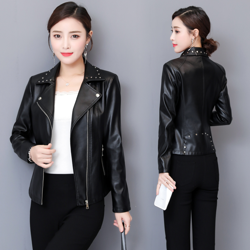 

More size 3xl women's jackets 2020 new female leather jacket outerwear ladies'leather clothes, Red.