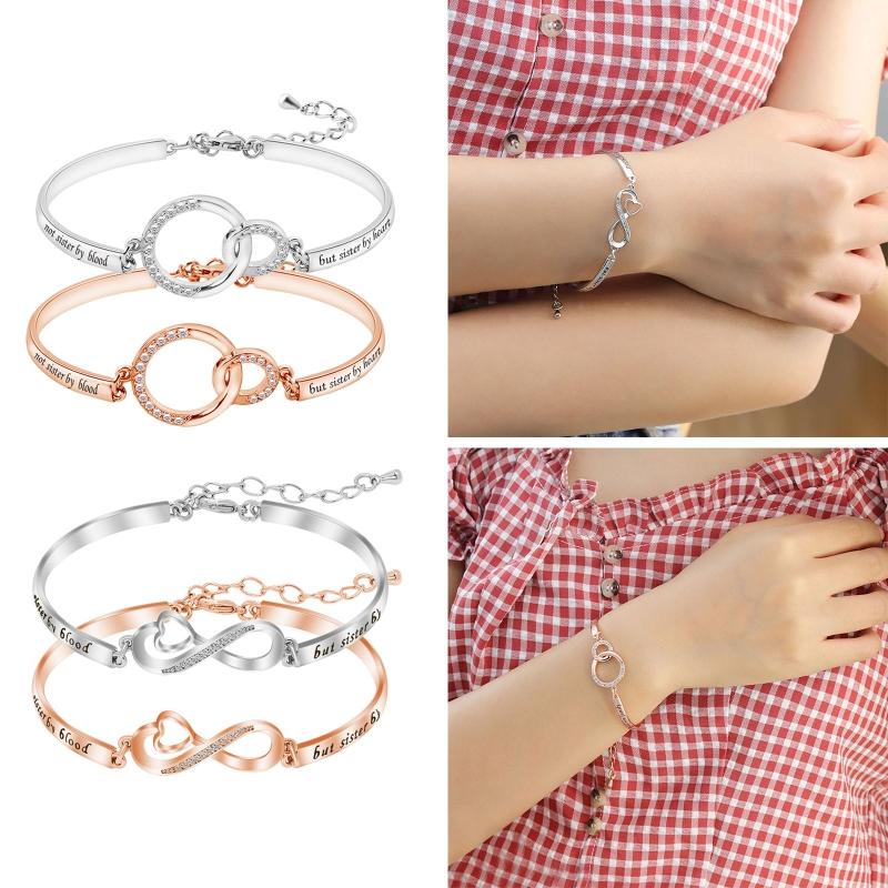 

Charm Bracelets "Not Sister By Blood But Heart" Christmas Day Gift Bracelet, Rose Gold Fashion Jewelry For Women And Girls