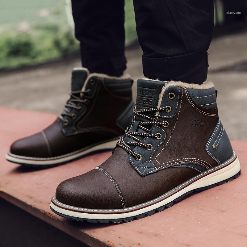 

Warm Snow Boots Men Plus warm winter boots Men's Shoes Outdoor ankle Waterproof Men's High-gang Cotton men1, Black