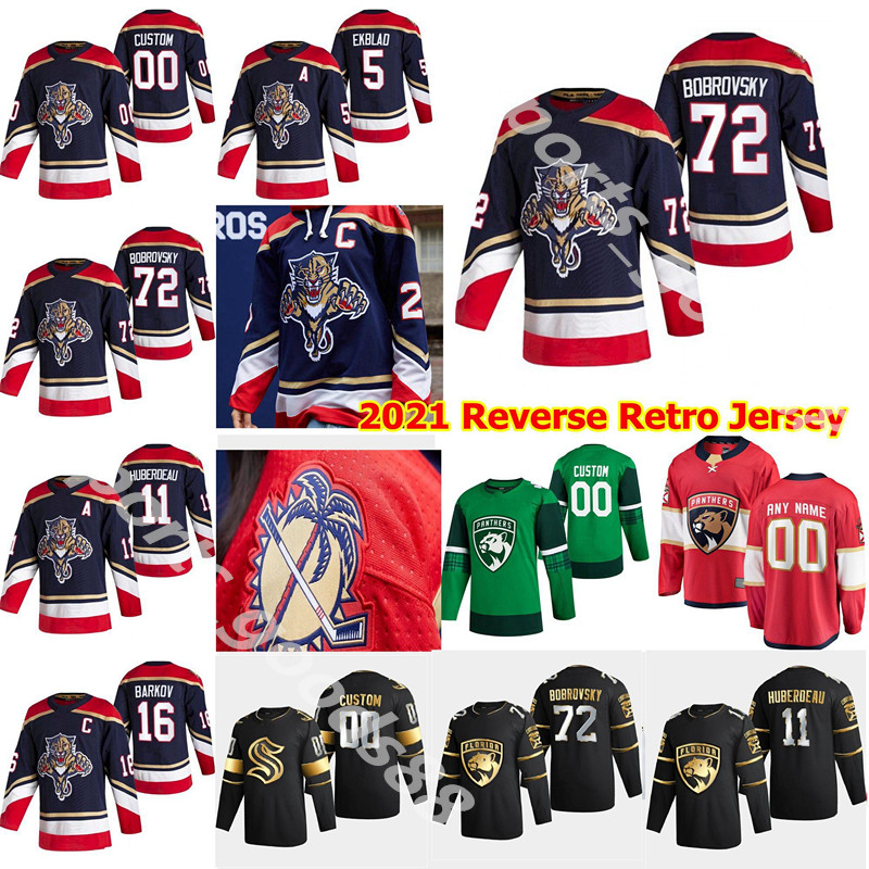 NHL Florida Panthers Custom Name Number 2021 Reverse Retro Alternate Jersey  Pullover Hoodie