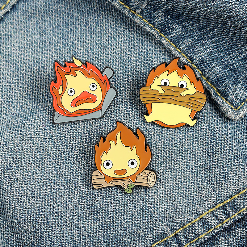 

Fire Demon Cassifah Enamel Pins Moving Castle Custom Anime Brooch Lapel Badge Bag Cartoon Jewelry Gift for Kids Friends, Mixed colors