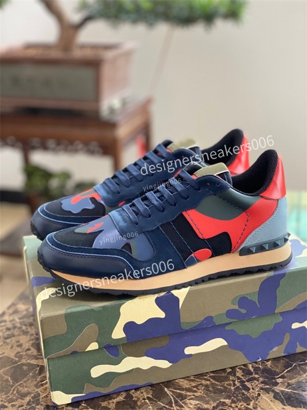 

2022 Men Designer Camouflage Sneaker Quality Womens Mens Rivet Shoes Studded Flats Mesh Camo Suede Leather Casual Trainers size38-46, 01