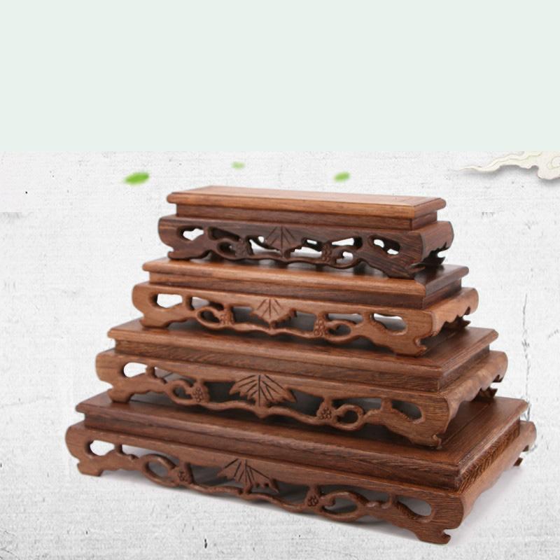 

21-32.5cm Diameter Wenge Wood Mahogany Base Rectangular Base Teapot Ornaments Incense Buddha Flowers Vase Flowerpot Rack