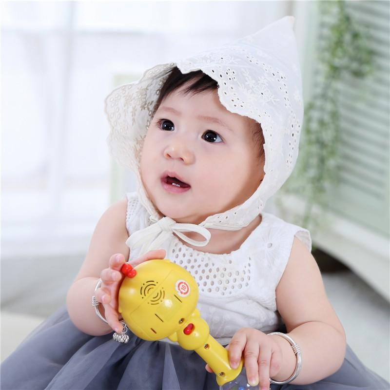 

Newborn Infrant Baby Girls Photograth Cap Princess Embroidered Lace Bow Breathable Cap Baby Hat Summer, As pic