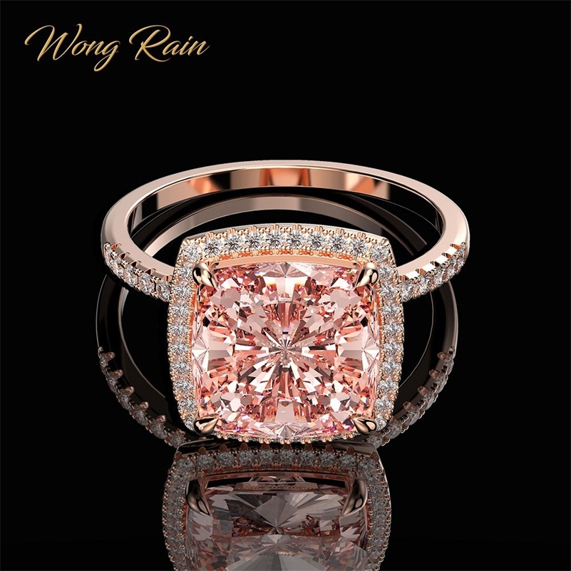 

Wong Rain Luxury 100% 925 Sterling Silver Created Moissanite Morganite Gemstone Wedding Engagement Ring Fine Jewelry Wholesale 201218