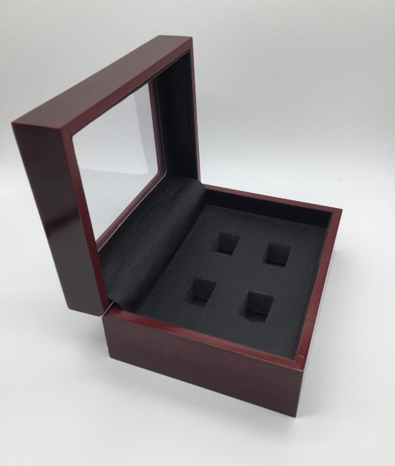 

4 slot Soild Wooden Jewelry Box Ring Necklace Jewelry Display Case logo custom