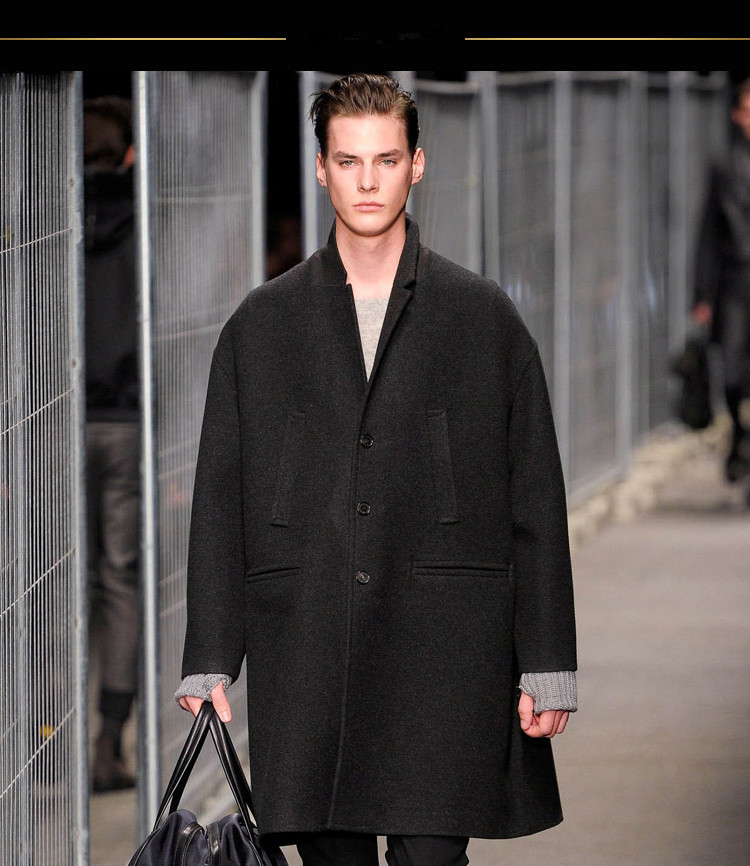 

2021 S-5xl!! New Mid-length with Shoulder Glove Generous Young Men in Woolen Coat G7B8, Black