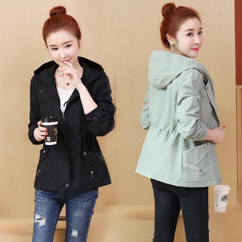 

2020 New Spring Autumn Trench Coat Women Korean Fashion Loose Ladies Casual Windbreaker Hooded Coat Girls Tops X774, Black