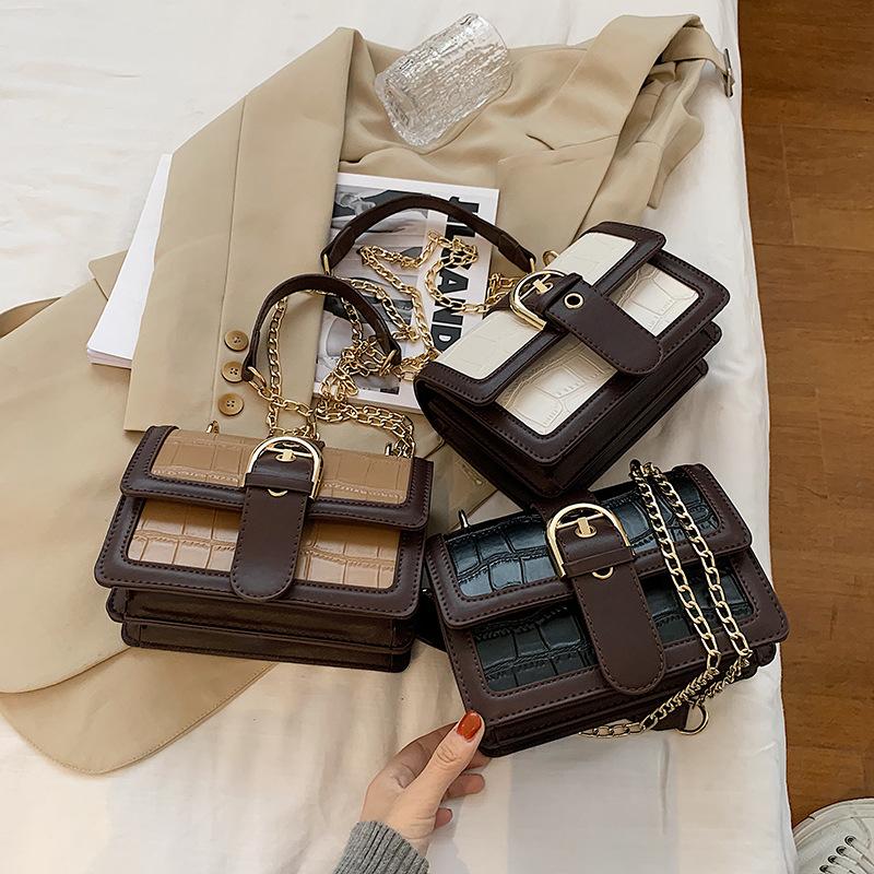 

Women's shoulder bag advanced crocodile 2021 fashion new, Khaki color