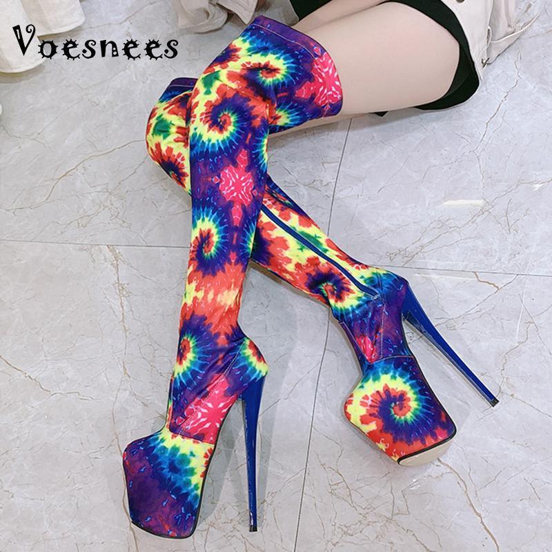 

Voesnees Women's Boots 2020 Autumn and Winter Sexy Platforms Round Toe High Heels 19cm Thin Heels Over The Knee Long Tube Boots1, Black