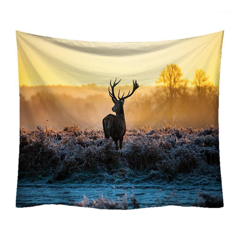 

Lychee Elk Printed Tapestry Wall Hanging Polyester Bedspread Beach Mat Yoga Tapestry1