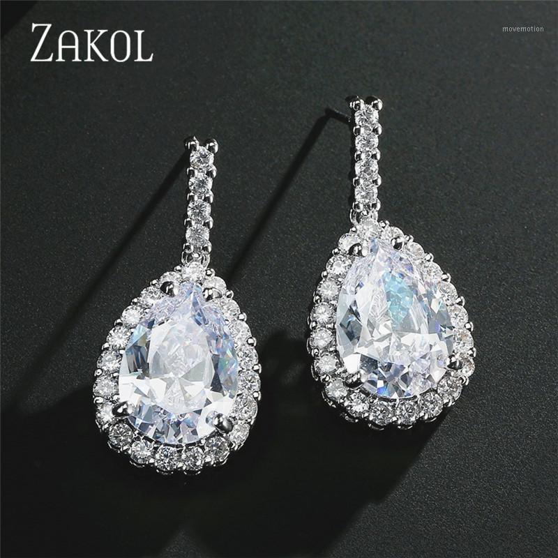 

ZAKOL Cubic Zirconia Classic Big Drop Crystal Earrings Luxury Bridal Wedding Earrings for Women Jewelry Wholesale FSEP21041