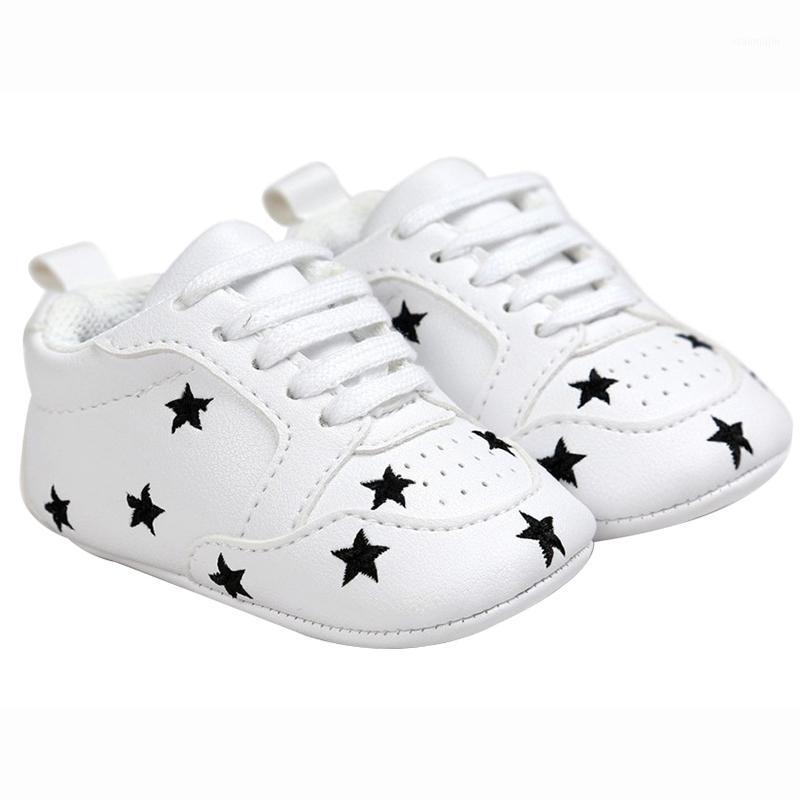 

Baby Shoes Sneakers White Printed Sports Shoes PU Leather Newborn Crib Infant Toddler Anti-skid Casual1, Dark grey star