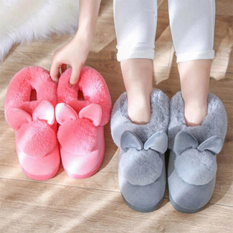 

Women Fur Warm Slippers 2020 Woman Home Plush Winter Slides Women's Flats Couple House Shoes Ladies Cartoon Female Cover Heels #8V0J, Black