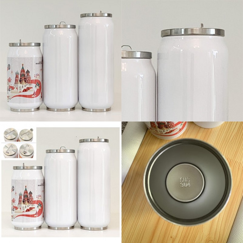 

12oz Sublimation Cola can DIY 350ml Water Bottle in Bulk Double Walled Stainless Steel Cola Shape Tumblers Insulated Vacuum with 149 K2, As show