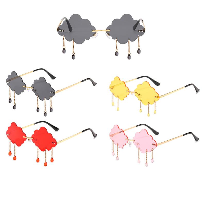 

Women Vintage Clouds Tassel Punk Sunglasses Fashion Rimless Sunglasses Men Frameless Punk Glasses