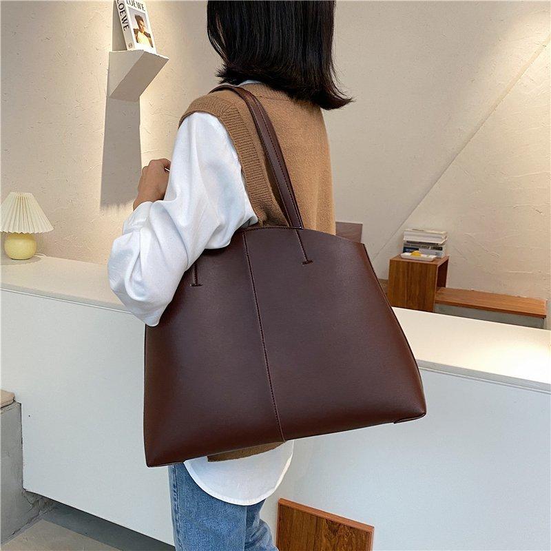 

SFM Women Shoulder Bags 2021 Soft Pu Leather Luxury Handbags Women Bags Designer Ladies Fashion Shoulder for, Beige