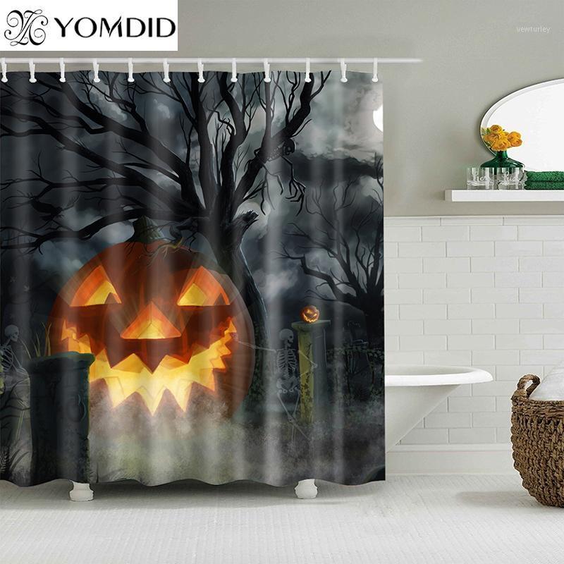 

YOMDID Halloween Bath Curtain Pumpkin Pattern Shower Curtain Cartoon Pumpkin Bath Screen Printed For New Year Home Decor1