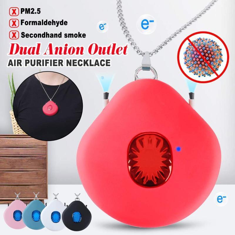 

Air Purifier Personal Wearable Necklace Air Fresher Ionizer Negative Ion Generator PM2.5 Remove Smoke Dual Anion Outlet1