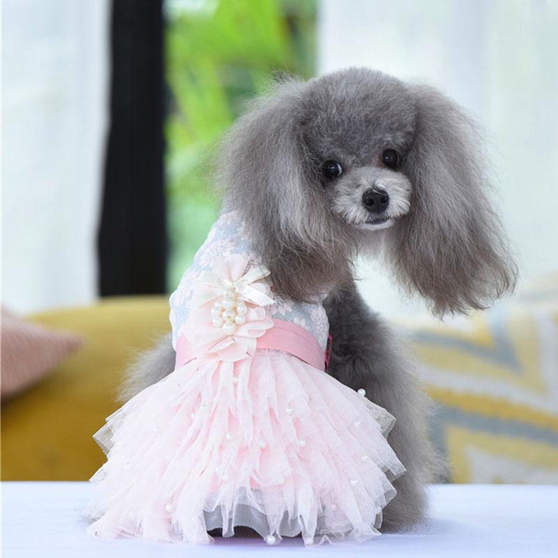 

New Princess Dog Dress Tutu Flowers Lace Design Pet Puppy Skirt Spring/Summer Apparel 3 Colours 4 Sizes, White