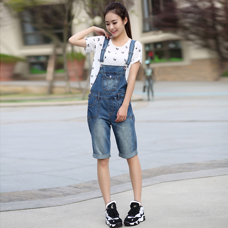 

Spring and 2020 Summer New Female Jeans Wide Korean Version Large Blue Suspenders Size -4xl Xm6d